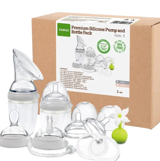 Haakaa Premium Silicone Pump and Bottle Pack - Gen3