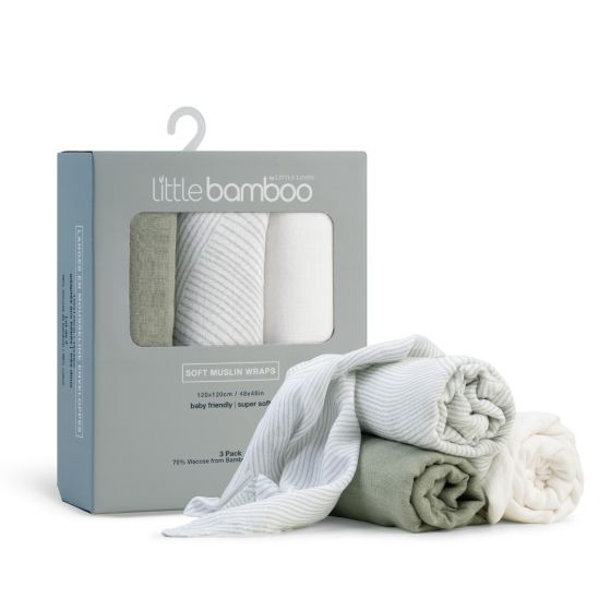 Little Linen Company Little Bamboo Muslin Wrap 3 pk