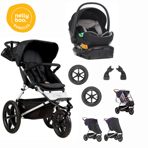 Mountain Buggy Terrain Basics Bundle with all NEW 2025 Protect Swivel car seat and Base