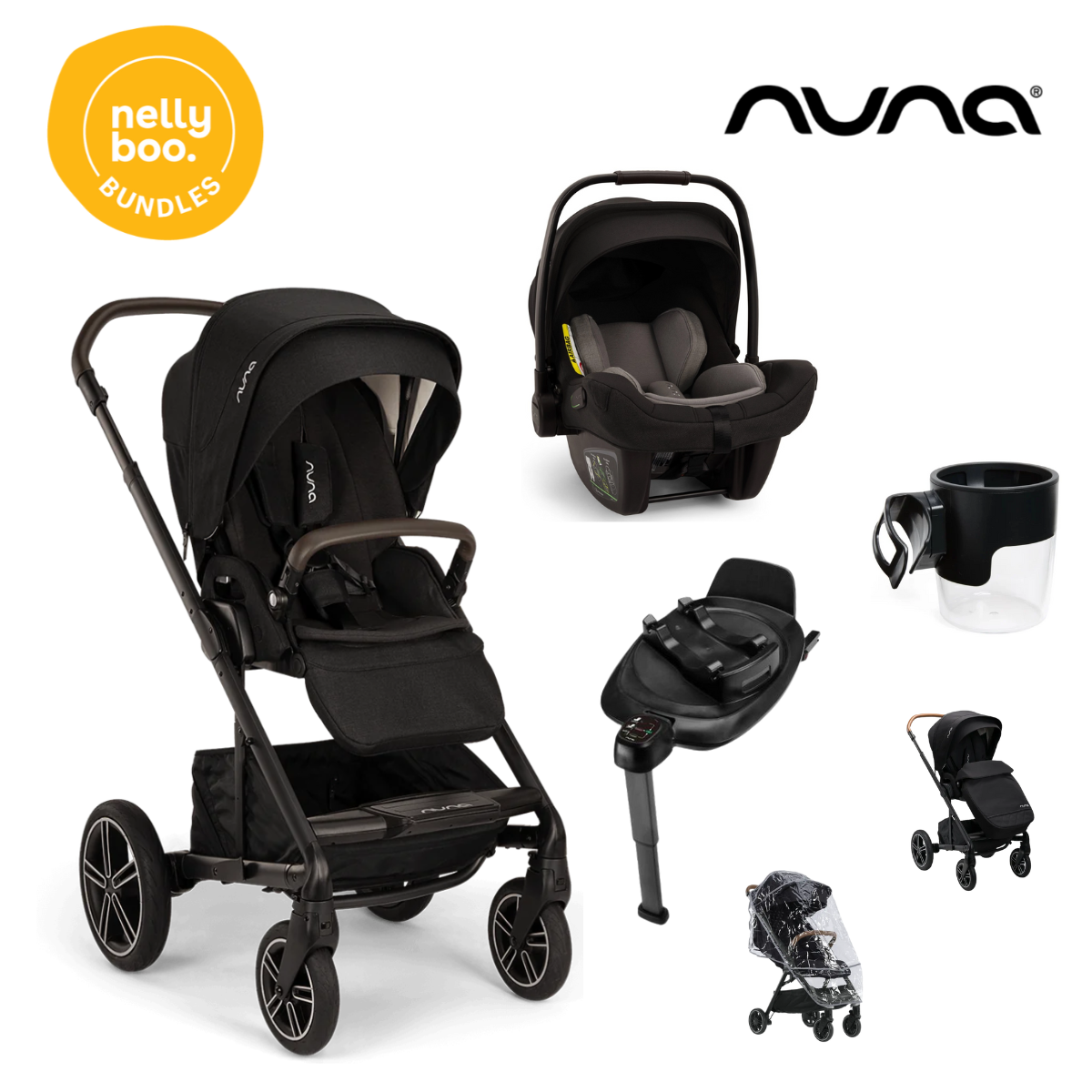 Nuna Mixx Basics Bundle Caviar or Granite