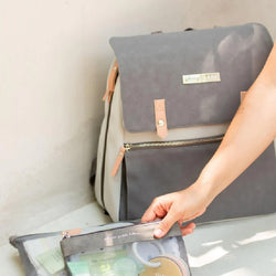 Petunia Pickle Bottom Meta Backpack in Grey Pearl Nubuck Leatherette