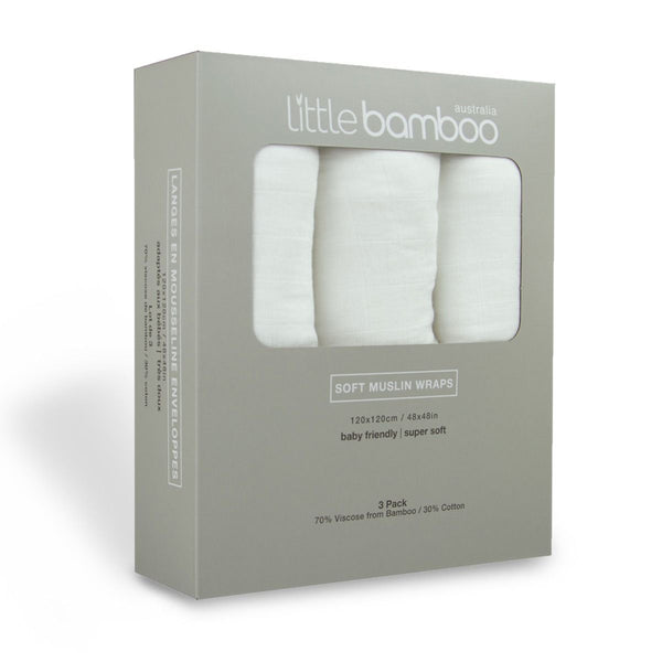 Little Linen Company Little Bamboo Muslin Wrap 3 pk
