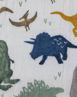Little Unicorn Cotton Muslin Fitted Cot Sheet - Dino Friends