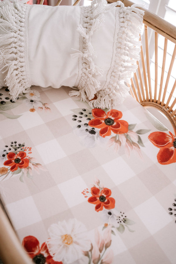 Saylor Mae Fitted Bassinet Sheet/Change Mat Cover-Scarlett