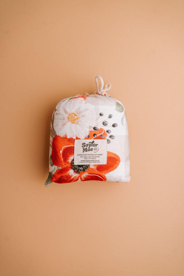 Saylor Mae Super Soft Fitted Cot Sheet - Scarlett