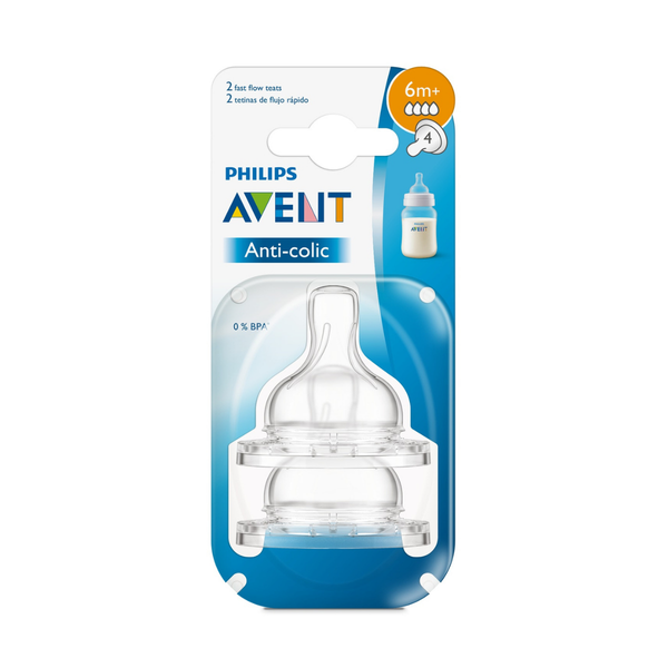 Philips Avent Anti-Colic Fast Flow Teats 2pk (6 mth+)