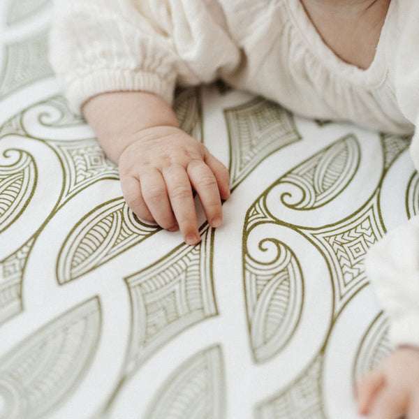 Bo & Ko Fitted Cot Sheet - Te Pātiki Green
