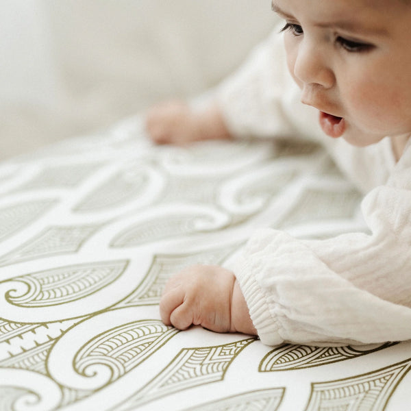 Bo & Ko Fitted Cot Sheet - Te Pātiki Green