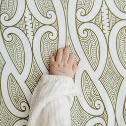 Bo & Ko Fitted Cot Sheet - Te Pātiki Green