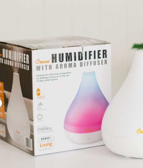 Crane Cool Mist Humidifier + Aroma Diffuser - White