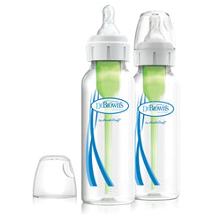 Dr Browns 250ml Narrow Neck Feeding Bottle Options + with Level 1 Teat (2 Pack)