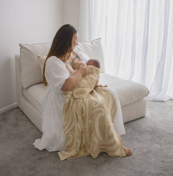 Hawaiiki Pēpi Te Piringa 100% Organic Cotton Blanket - Beige