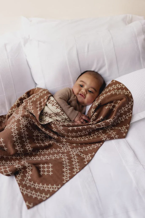 Hawaiiki Pēpi Pātikitiki 100% Organic Cotton Blanket - Brown