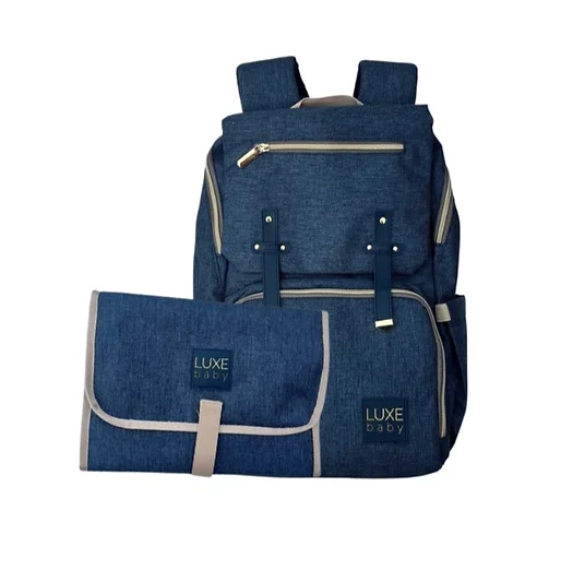 LUXE Baby Nappy Backpack and Change Mat Blue