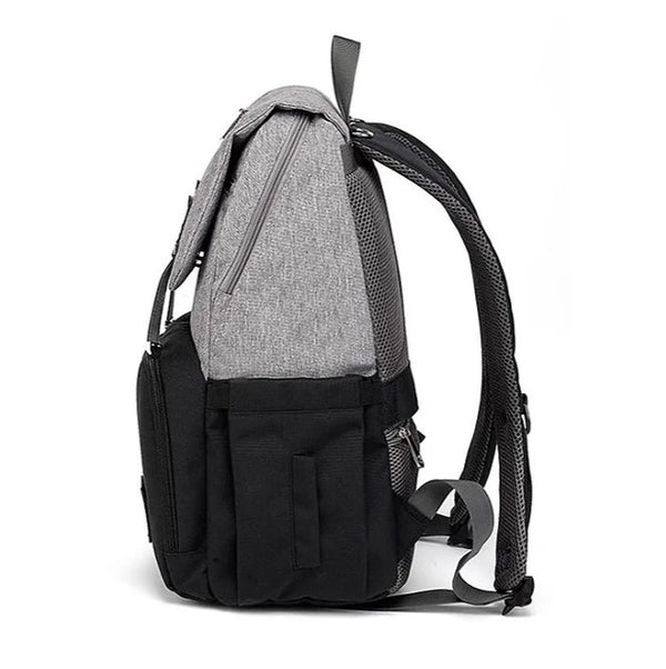 LUXE Baby Nappy Backpack and Change Mat Black / Grey