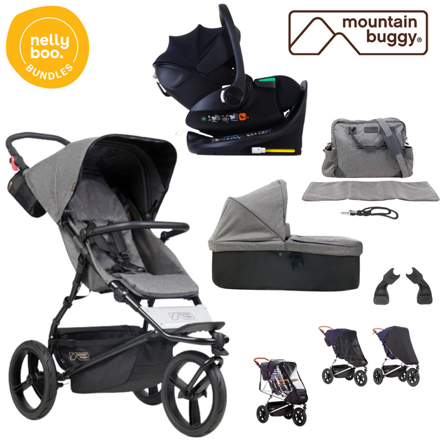 Mountain Buggy Luxury Edition Urban Jungle Bundle with all NEW 2025 Protect Swivel car seat and Base