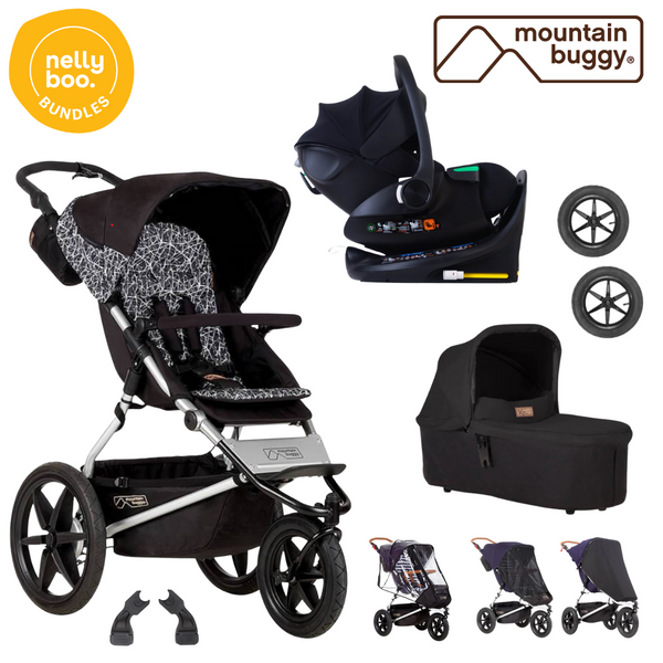 Mountain Buggy Terrain Bundle with all NEW 2025 Protect Swivel car seat and Base