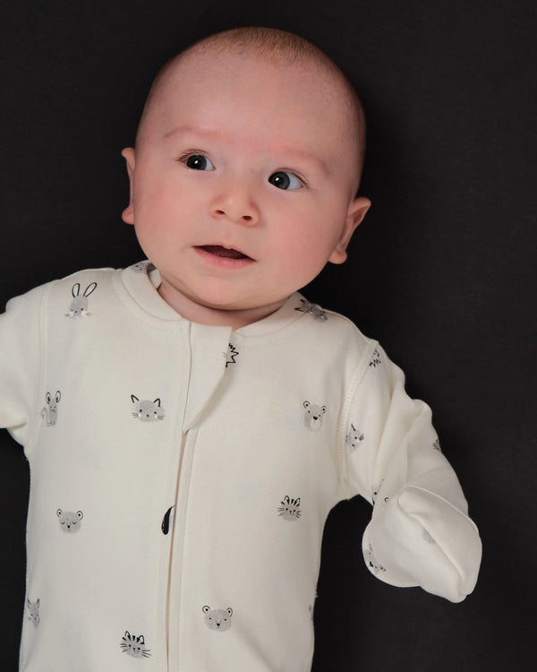 Babu Footless Printed Onesie Zipsuit - Fingerprint Friends