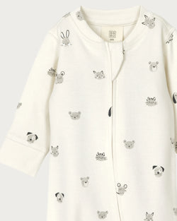 Babu Footless Printed Onesie Zipsuit - Fingerprint Friends