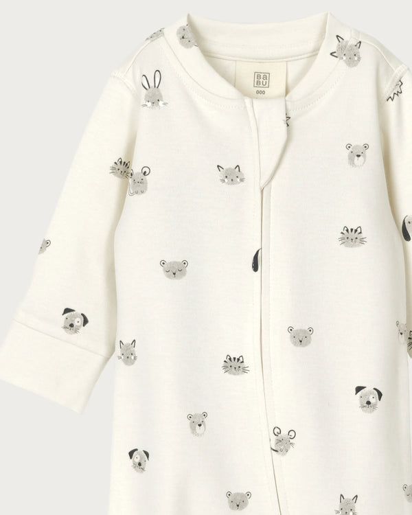 Babu Footless Printed Onesie Zipsuit - Fingerprint Friends