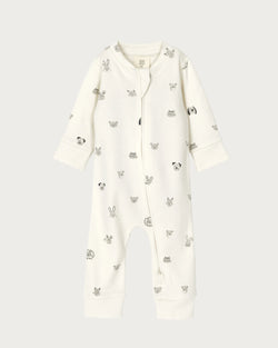 Babu Footless Printed Onesie Zipsuit - Fingerprint Friends