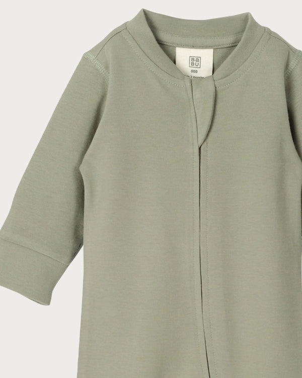 Babu Footless Printed Onesie Zipsuit - Sage