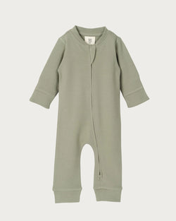 Babu Footless Printed Onesie Zipsuit - Sage