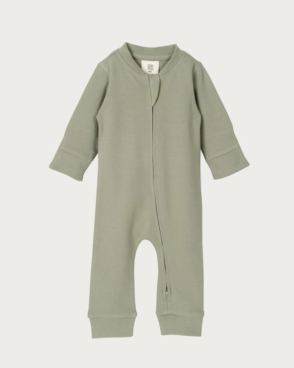 Babu Footless Printed Onesie Zipsuit - Sage