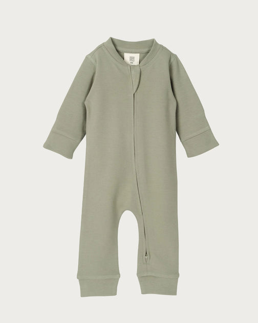 Babu Footless Printed Onesie Zipsuit - Sage
