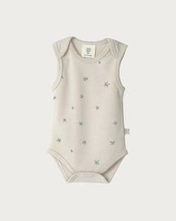 Babu Singlet Bodysuit - Sage Star