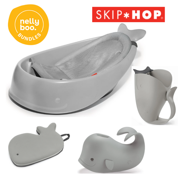 Skip Hop Moby ® Smart Sling™ 3-Stage Tub Bath Time Bundle (Grey or Blue)