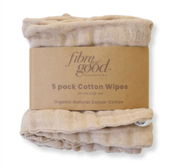Fibre for Good 5 Pack Baby Wipes- Muslin (Brown)
