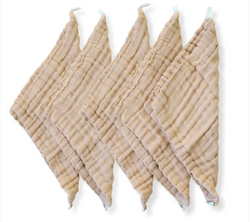 Fibre for Good 5 Pack Baby Wipes- Muslin (Brown)