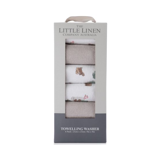 Little Linen Towelling Washer 6PK