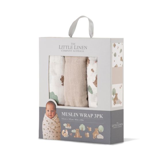 Little Linen Muslin Wrap 3pk