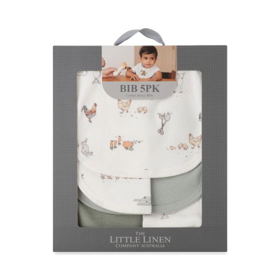Little Linen Cotton Jersey Bibs - 5Pk