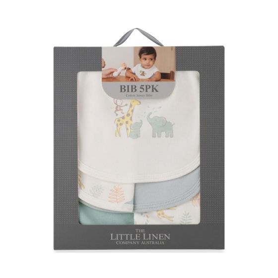 Little Linen Cotton Jersey Bibs - 5Pk