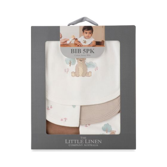 Little Linen Cotton Jersey Bibs - 5Pk