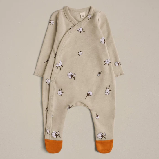 Organic Zoo Suit with Contrast Feet- Cotton Field
