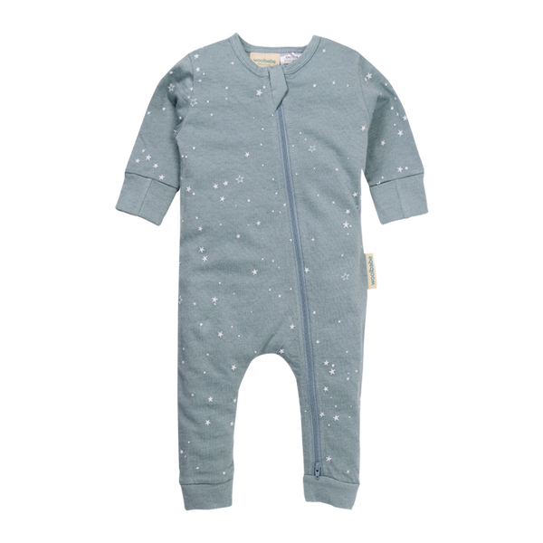 Woolbabe Merino/Organic Cotton Pyjama Suit - Tide Stars
