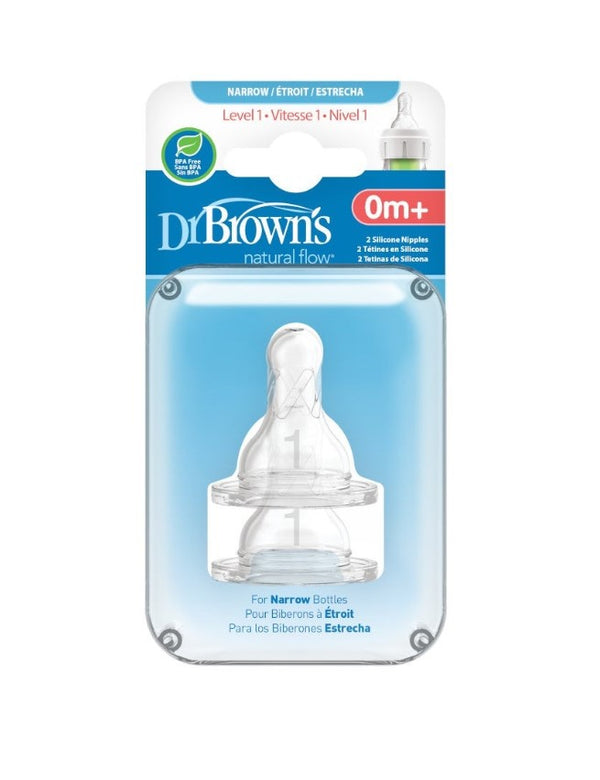 Dr Browns Options + Anti Colic Narrow Neck Teats 2Pack (Level 1 - Level 4)