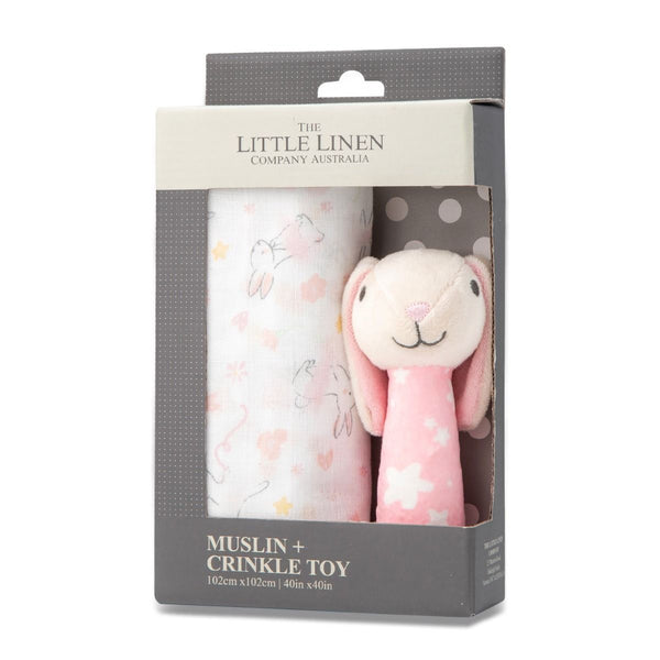 Little Linen Company Muslin + Crinkle Toy - Ballerina Bunny
