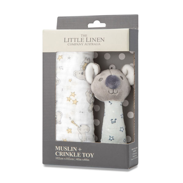 Little Linen Company Muslin + Crinkle Toy - Cheeky Koala