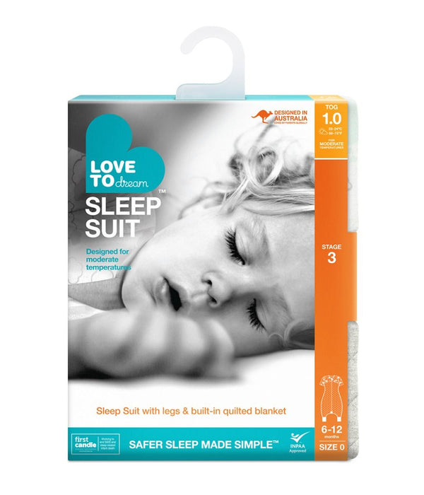 Love to Dream Sleep Suit 1.0 Tog - White