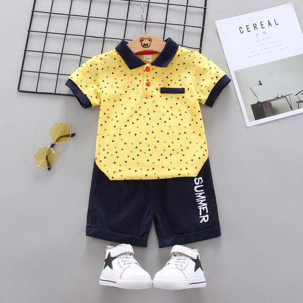 Nelly Boo Boys Polo Short Sleeve Two Piece Set - Yellow & Blue