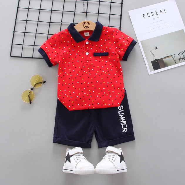 Nelly Boo Boys Polo Short Sleeve Two Piece Set - Red & Blue