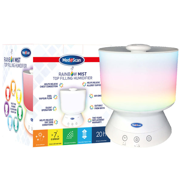 Medescan Rainbow Mist Top Fill-Ultrasonic Cool Mist Humidif.