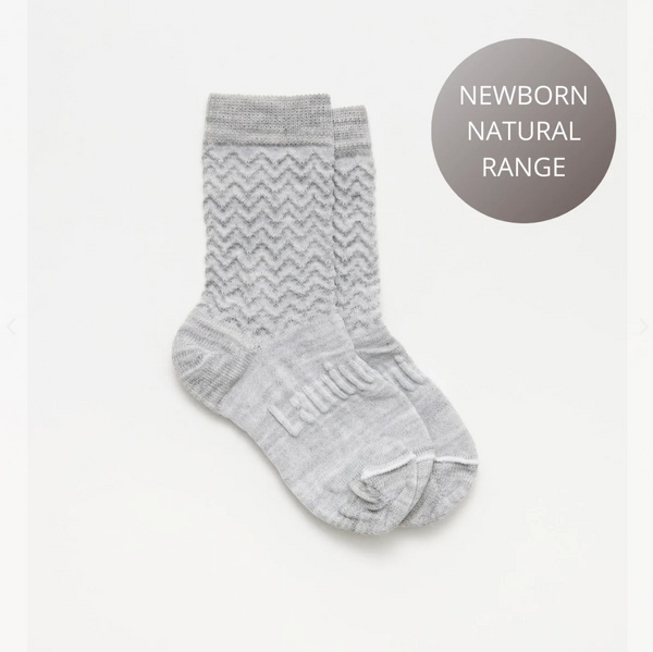 Lamington Merino Wool Crew Socks Natural Grey - Bunny