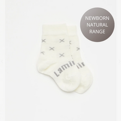 Lamington Merino Wool Crew Socks Natural Grey - Fox