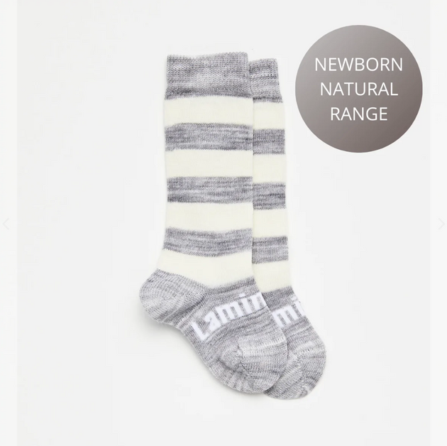 Lamington Merino Knee High Socks natural Grey- Pebble
